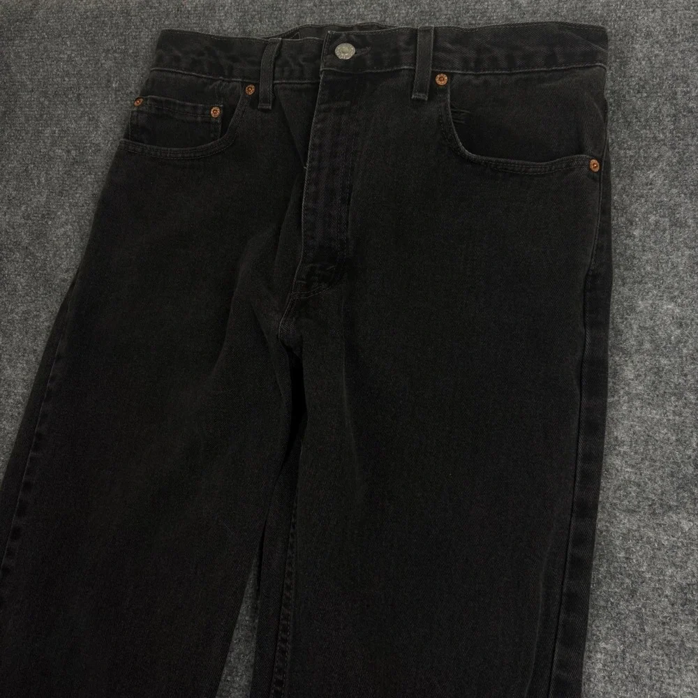 Levis 505 Regular Fit Straight Leg Black Jeans Mens 34x32 Made in USA 505-0260